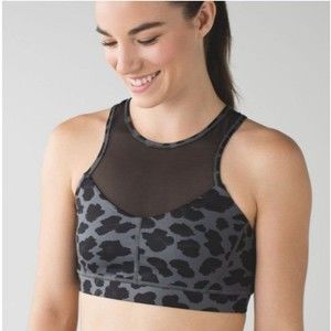 Lululemon Meshed Up Racerback Sports Bra Black Cheetah sz 4